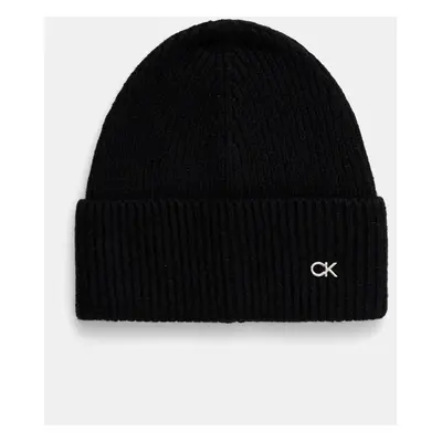 Vlněná čepice Calvin Klein černá barva, K60K612592