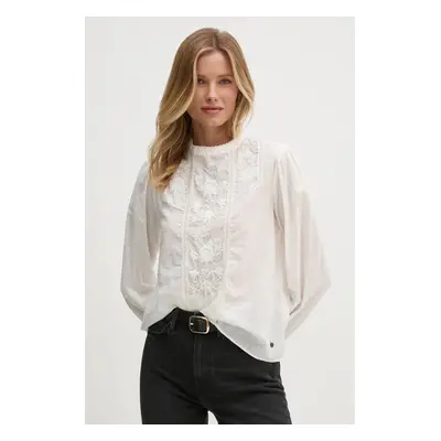 Bavlněná halenka Pepe Jeans PRIMROSE dámská, bílá barva, hladká, PL304940