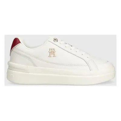 Kožené sneakers boty Tommy Hilfiger TH ELEVATED COURT SNEAKER bílá barva, FW0FW07568