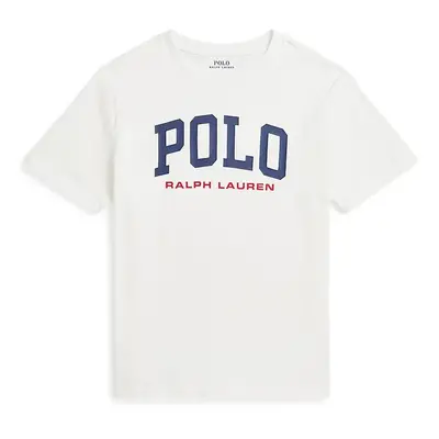 Dětské bavlněné tričko Polo Ralph Lauren bílá barva, s potiskem, 323958159002