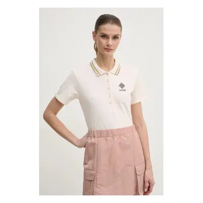 Polo tričko Guess SUZANNE béžová barva, V5RP02 KCOK1