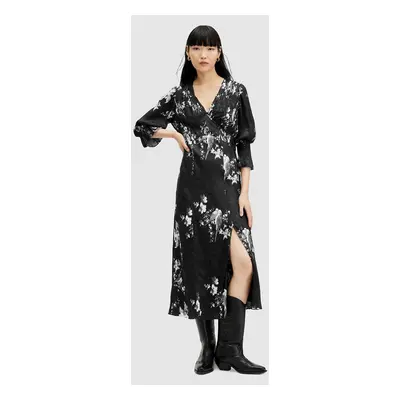 Šaty AllSaints ANI IONA DRESS černá barva, midi, W003DA