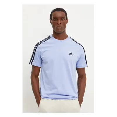 Bavlněné tričko adidas Essentials modrá barva, s aplikací, IX0160