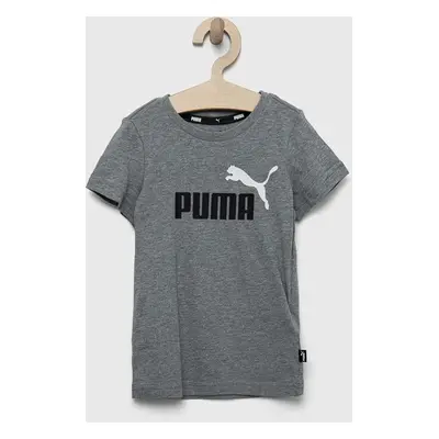 Dětské bavlněné tričko Puma ESS+ 2 Col Logo Tee B šedá barva, s potiskem