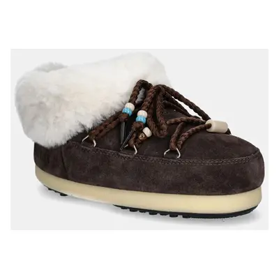 Semišové sněhule Moon Boot MB EVX MULE SUEDE BEADS hnědá barva, 80D1470040 ML01