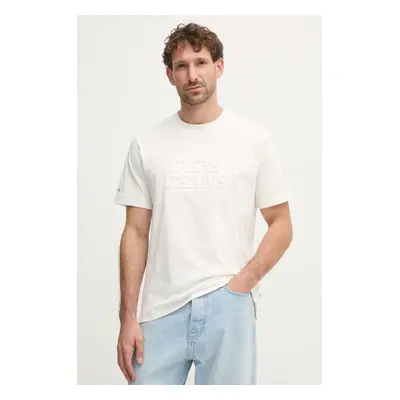 Bavlněné tričko Pepe Jeans DARIUS TEE béžová barva, s aplikací, PM509723