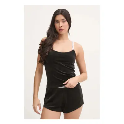 Pyžamový top Juicy Couture ELINA RIB VELOUR TOP černá barva, JCLCT125501