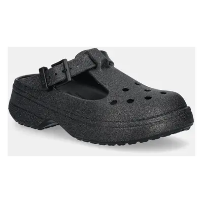 Pantofle Crocs Classic Mary Jane Glitter Clog dámské, černá barva, 210737