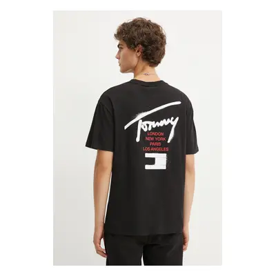 Tričko Tommy Jeans černá barva, s potiskem, DM0DM18529