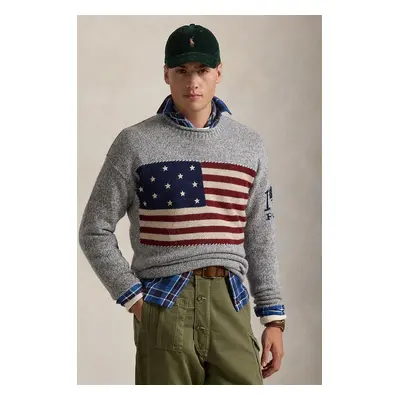 Vlněný svetr Polo Ralph Lauren pánský, šedá barva, hřejivý, 710949283