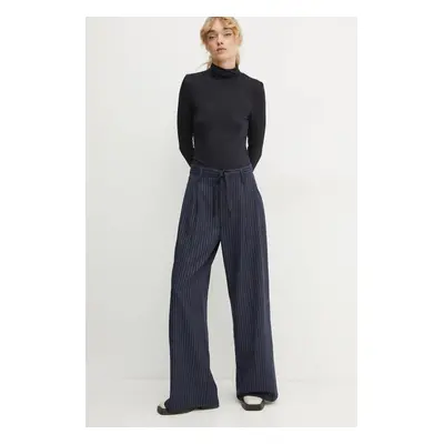 Kalhoty s příměsí vlny G-Star Raw tmavomodrá barva, široké, high waist, D22883-D721