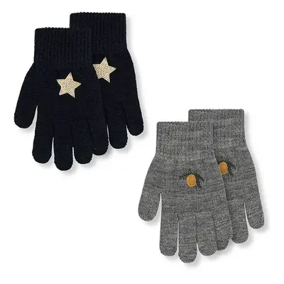 Dětské rukavice s příměsí vlny Konges Sløjd 2 PACK GLOVES černá barva, KS101871