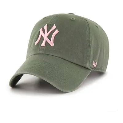 Bavlněná baseballová čepice 47 brand MLB New York Yankees zelená barva, s aplikací, B-NLRGW17GWS