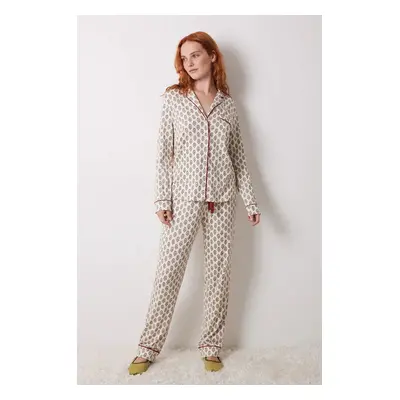 Pyžamo women'secret LOVE ACTUALLY GENERIC PJ béžová barva, 4758231