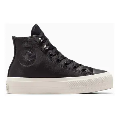 Kožené kecky Converse Chuck Taylor All Star Lift černá barva, A08312C