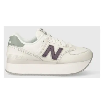 Kožené sneakers boty New Balance WL574ZFG bílá barva