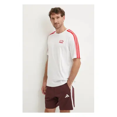 Bavlněné tričko adidas M C COLLE Collegiate bílá barva, s aplikací, JJ1606