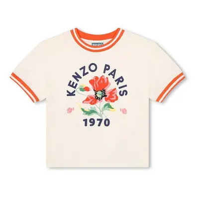 Dětské bavlněné tričko Kenzo Kids béžová barva, K60557