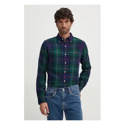 Bavlněná košile Polo Ralph Lauren zelená barva, regular, s límečkem button-down, 710953351