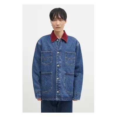 Džínová bunda ICECREAM Denim Chore pánská, tmavomodrá barva, přechodná, oversize, ICD007