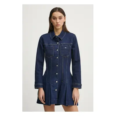 Šaty Tommy Jeans tmavomodrá barva, mini, DW0DW20533