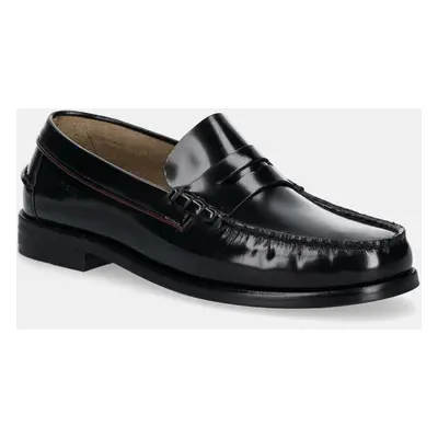 Kožené mokasíny Tommy Hilfiger CLASSIC HILFIGER LEATHER LOAFER pánské, černá barva, FM0FM05362