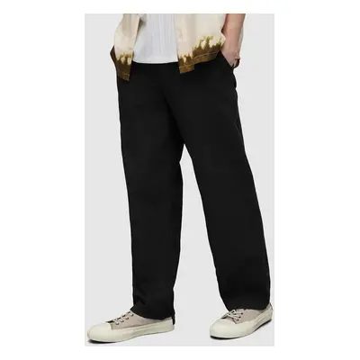 Kalhoty s příměsí lnu AllSaints HANBURY TROUSERS černá barva, MF080Y