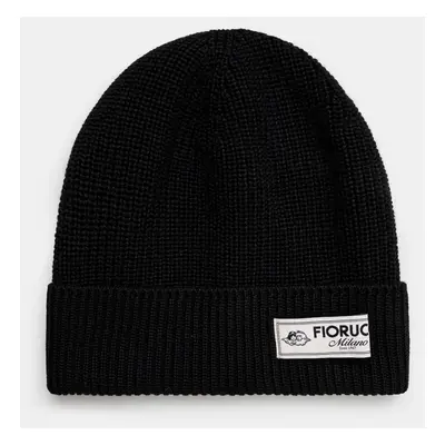 Čepice z vlněné směsi Fiorucci Knit Logo Beanie černá barva, vlněná, U01FPAHA216KN05BK01