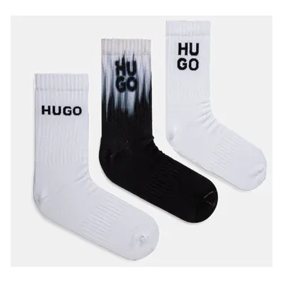 Ponožky HUGO 3-pack pánské, bílá barva, 50531488