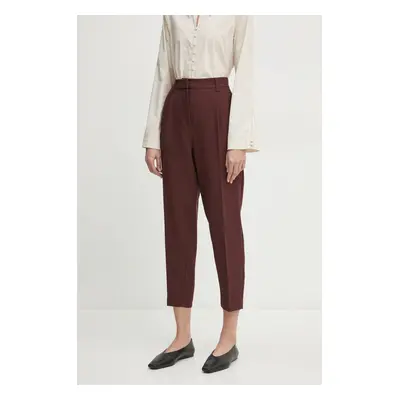 Kalhoty Bruuns Bazaar CindySus Dagny pants dámské, hnědá barva, přiléhavé, high waist, BBW2393