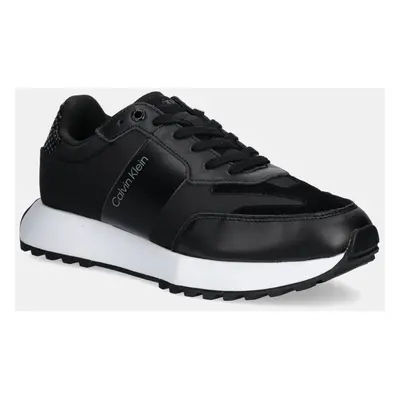 Sneakers boty Calvin Klein LOW TOP LACE UP NYLON WOVEN černá barva, HM0HM01841