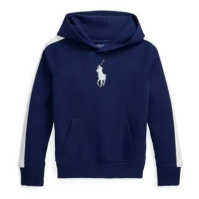 Dětská bavlněná mikina Polo Ralph Lauren tmavomodrá barva, s kapucí, hladká, 313957348002