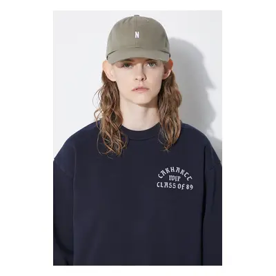 Bavlněná baseballová čepice Norse Projects Twill Sports Cap zelená barva, s potiskem, N80.0001.8