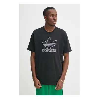 Bavlněné tričko adidas Originals OUTL TREF TEE černá barva, s aplikací, JP1088