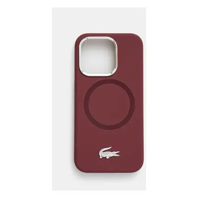 Obal na telefon Lacoste iPhone 15 Pro 6.1 vínová barva, LCHMP15LSMAR