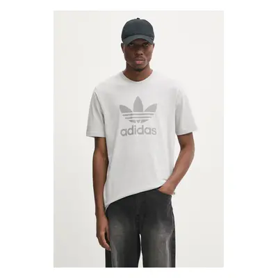 Bavlněné tričko adidas Originals TREFOIL T-SHIRT šedá barva, s potiskem, JP2548