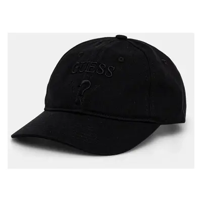 Bavlněná baseballová čepice Guess EMBROIDERED černá barva, s aplikací, M5RZ11 WO07T