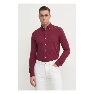 Bavlněná košile Polo Ralph Lauren červená barva, regular, s límečkem button-down, 710654408