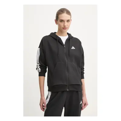 Mikina adidas Essentials dámská, černá barva, s kapucí, s aplikací, JE1283