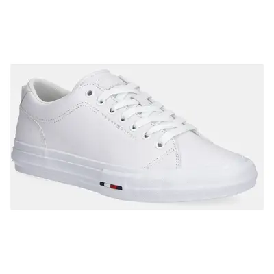 Kožené sneakers boty Tommy Hilfiger TH HI VULC STREET LOW RWB LTH bílá barva, FM0FM05312