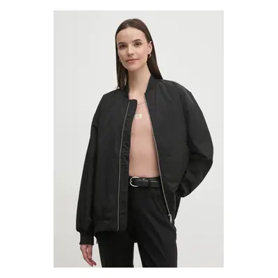 Bomber bunda Calvin Klein Jeans černá barva, přechodná, oversize, J20J224702