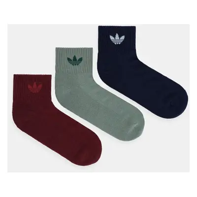 Ponožky adidas Originals 3-pack vínová barva, JI9495