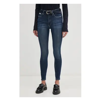 Džíny Calvin Klein Jeans dámské, tmavomodrá barva, J20J224916