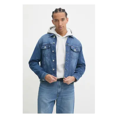 Džínová bunda Tommy Jeans pánská, modrá barva, přechodná, DM0DM20623