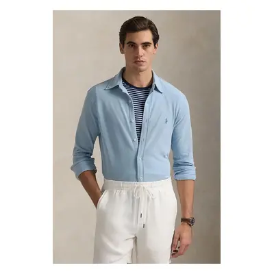 Bavlněná košile Polo Ralph Lauren modrá barva, regular, s límečkem button-down, 710654408