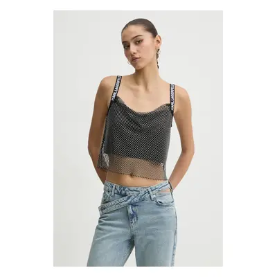 Top Karl Lagerfeld Jeans černá barva, s aplikací, A1W11010