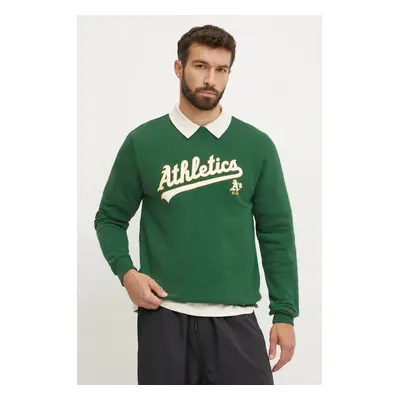 Mikina 47 brand MLB Oakland Athletic pánská, zelená barva, s aplikací, BB018PEMIBC654773DG