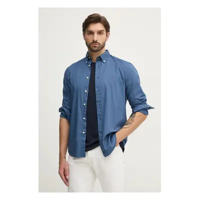 Bavlněná košile Tommy Hilfiger modrá barva, regular, s límečkem button-down, MW0MW37550