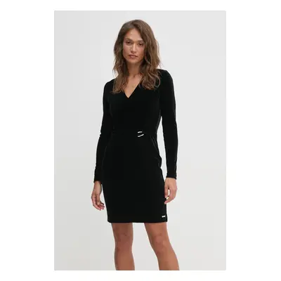 Velurové šaty Calvin Klein černá barva, mini, K20K207483