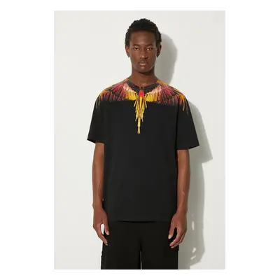 Bavlněné tričko Marcelo Burlon Icon Wings černá barva, s potiskem, CMAA056F24JER0011025